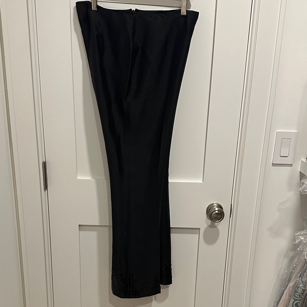 Elegant Black Silk Women's Pants with Sequins